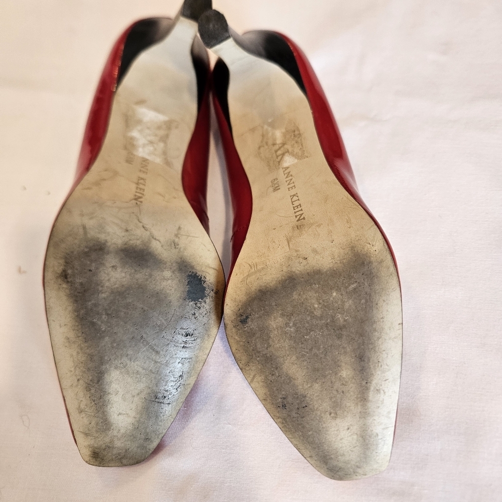 AK Anne Klein Impact Leather Heels Red Sz 6.5 3.5" Heel Sexy EUC - Picture 7 of 12